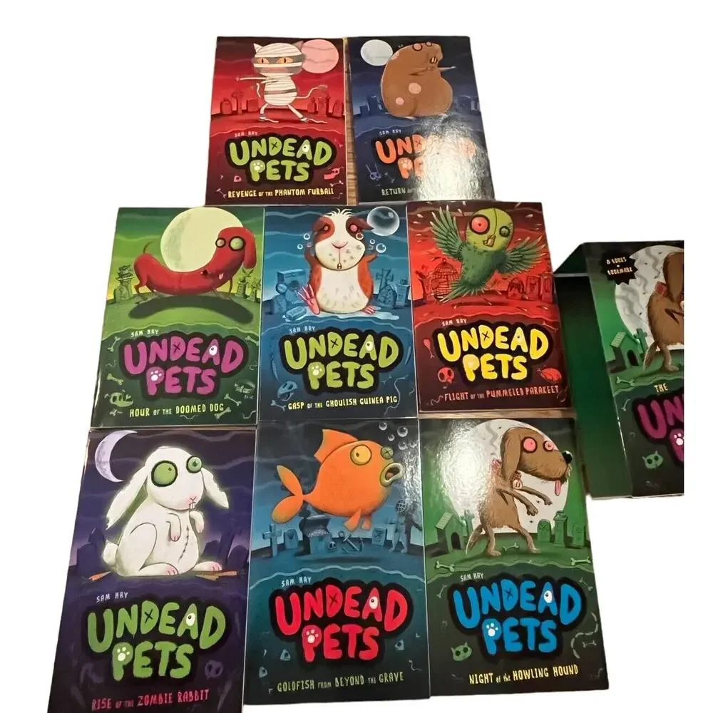 BRAND NEW THE UNDEAD PETS Collection book Set 1-8 W/ Box & Bookmark Pb